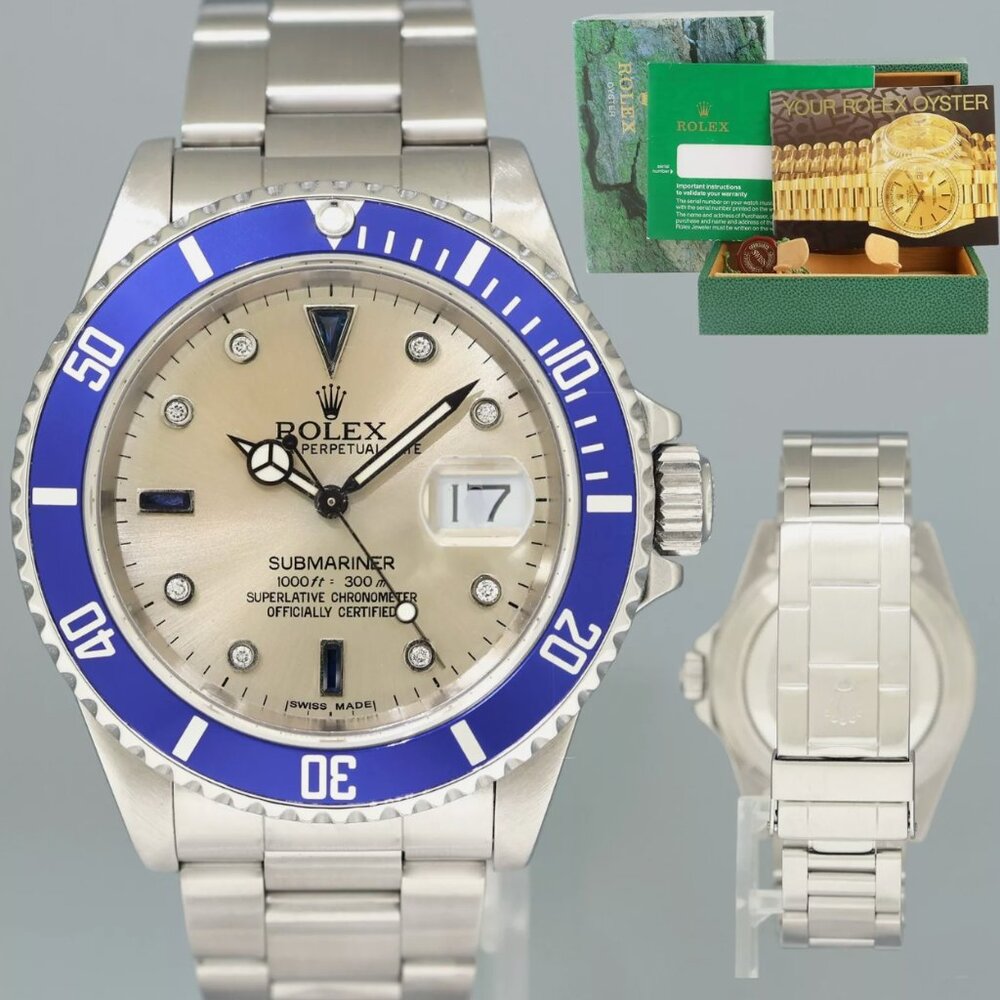 Men's Rolex Submariner 40mm Watch Box Blue Diver Watch